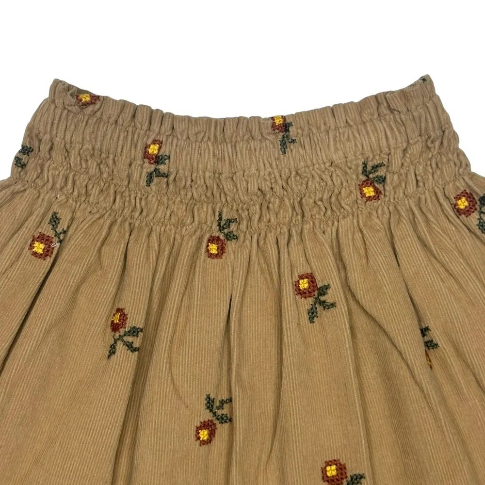 Zara‎ Embroidered Flowers Cord Skirt